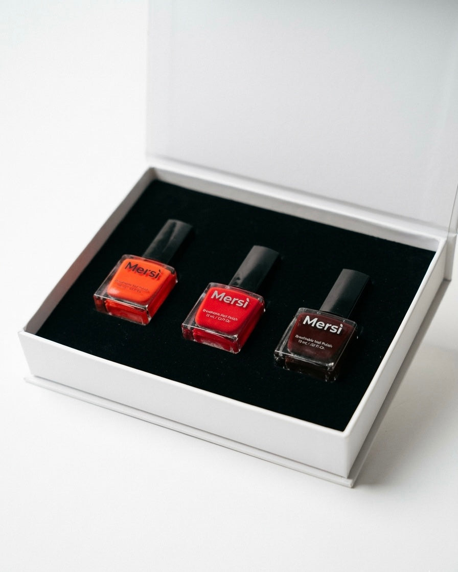 مجموعة أظافر حمراء مكونة من 3 قطع 